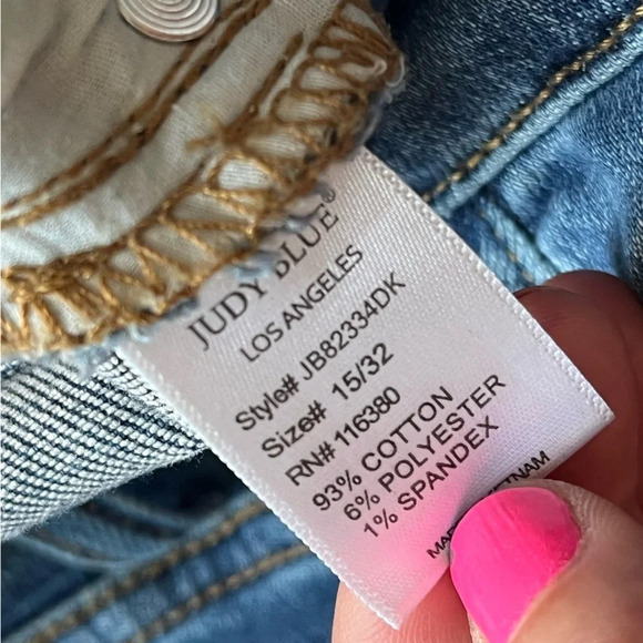 Judy Blue jeans slim fit mid rise dark wash distressed 32 - Picture 3 of 9